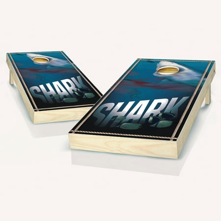 Skip's Garage Shark Solid Wood Cornhole Board Set