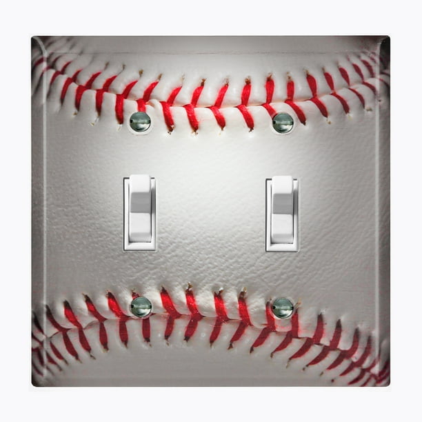 Metal Light Switch Plate Outlet Cover (Baseball Double Toggle