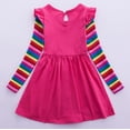 thumbnail image 3 of WIBACKER Girls Long Sleeve Stretchy Dress Kids A line Twirly Skater Casual Rainbow Unicorn Dresses, 3 of 11