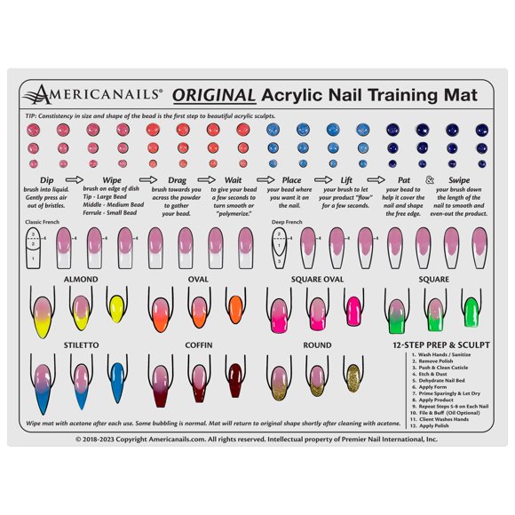 Entrenador de uñas acrílicas y silicona de Training Mat Americanails