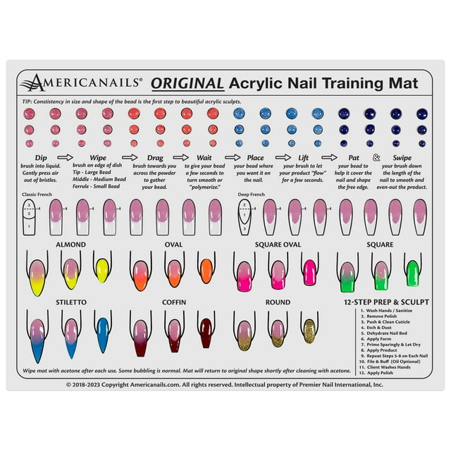 Entrenador de uñas acrílicas y silicona de Training Mat Americanails