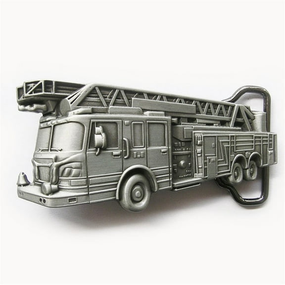 Jean's Friend Vintage Fire Truck Firefighter Antique Silver Belt Buckle