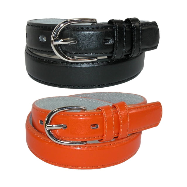 CTM® Ceinture Habillée en Cuir de Base pour Enfant (Lot de 2 Couleurs)