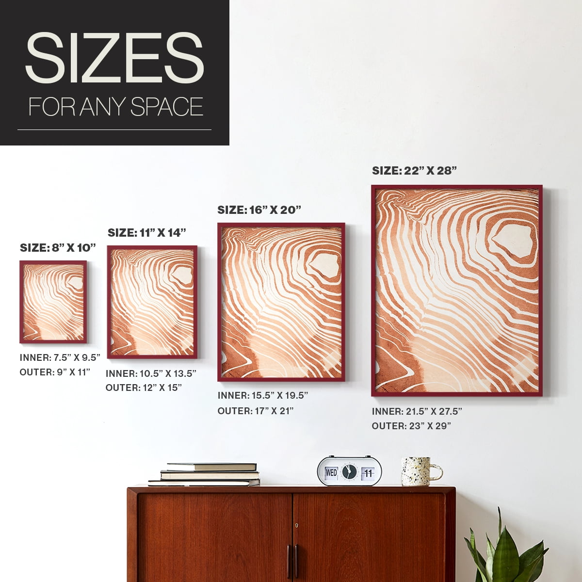 Wood Grain Suminagashi II Framed Print - Solid Wood in Single Picture Frame Solid Wood 2 Framed Print