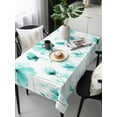 thumbnail image 6 of Blue Aqua Flower Table Cloth, White Floral Plant Herb Botanical Waterproof Tablecloth for Rectangle Tables, Reusable Washable Fabric Table Cover for Restaurant Kitchen Dining Tables 60"x120", 6 of 6