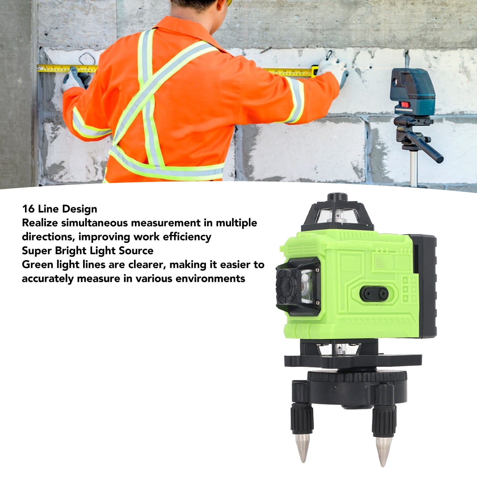 BOKYAN Laser Leveler 16 Line Super Bright Green Beam 4D Self Leveling Tool with Remote Control [cite: 2, 7, 8]