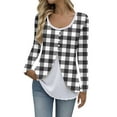 thumbnail image 3 of XPMWRP Women Fake Two Piece Patchwork Tunic Top Loose Crew Neck Button Up Henley Shirts Long Sleeve Dressy Casual Blouse White XXXL, 3 of 7