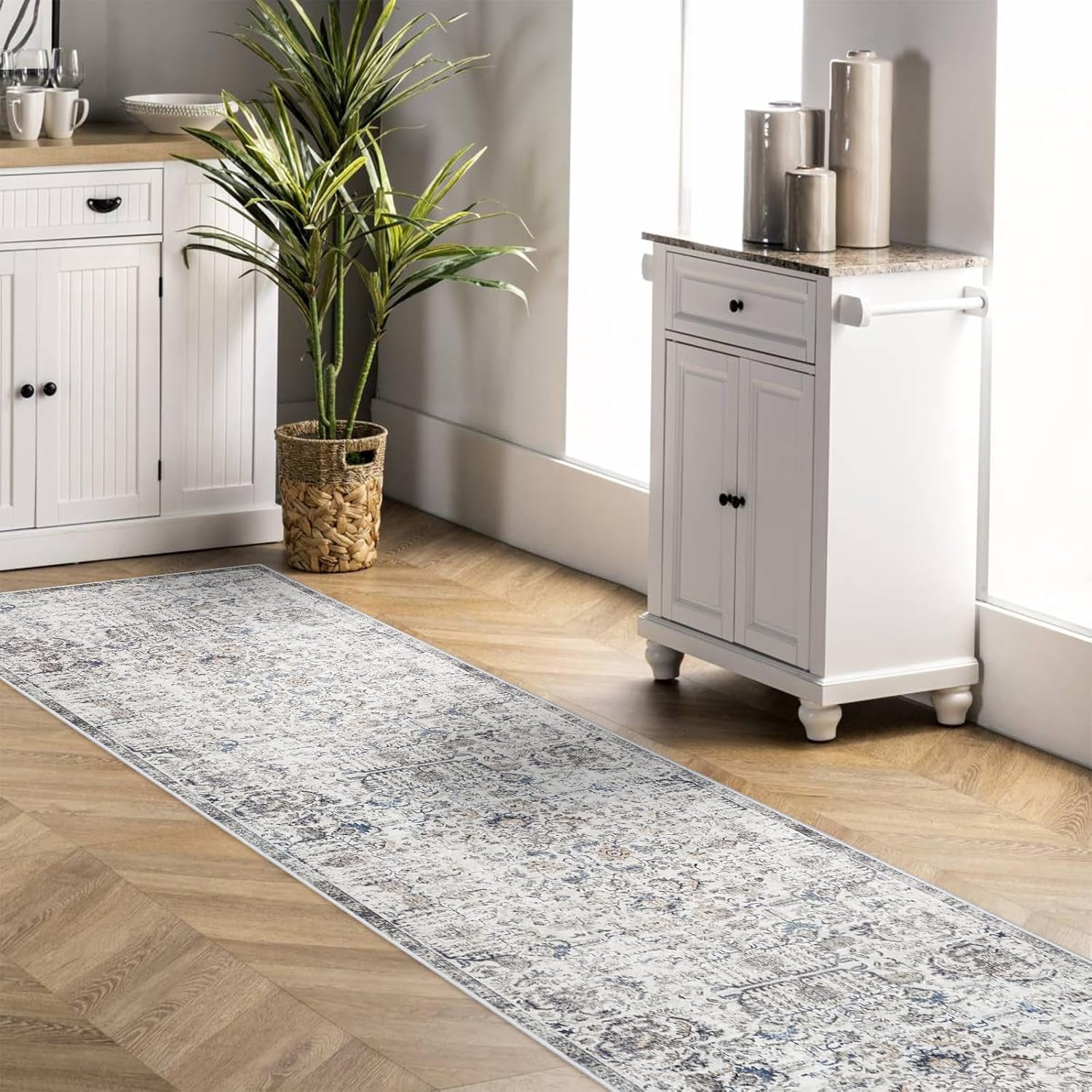 RUUGME Hallway Washable Runner Rug - 2'6x12 Kitchen Runner Rugs with Non Slip Backing Indoor Farmhouse Carpets for Living Room Bedroom