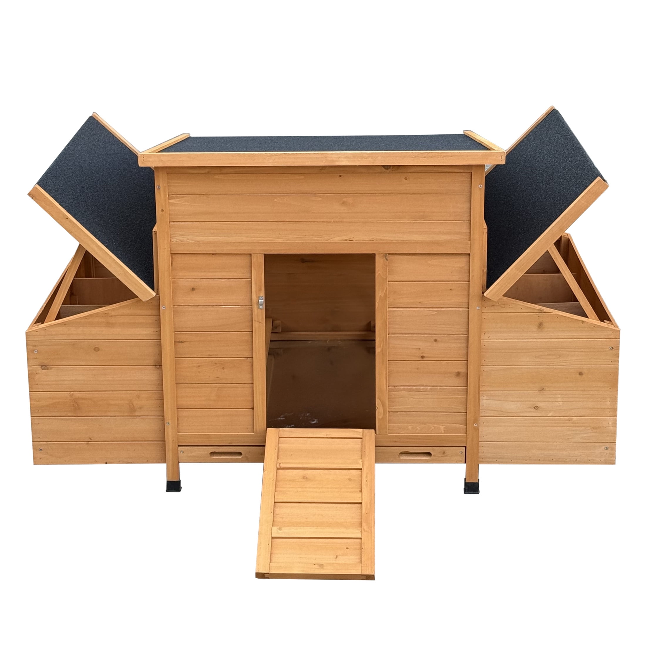 Noble House 55" Outdoor Chicken Coop, Compact Wooden Poultry House with Nesting Boxes and Integrated Ramp, Natural