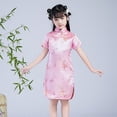 thumbnail image 2 of EnJoCho Girls 𝖥loral Cheongsam Chinese Traditional Dress Kids Modern Sleeveless New Year Qipao Stand Collar Side Split Outfits Traditional Chinese Dress Kids Cheongsam 𝖥loral, 2 of 5