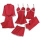 thumbnail image 1 of Conjuntos de pijama para mujer Umfun, de satén liso, de seda, para dormir, camiseta sin mangas, pantalones cortos, vestidos, batas, conjuntos de pijama de cinco piezas, conjunto de estar por casa a, 1 of 2