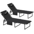 thumbnail image 6 of UDPATIO Patio Two-piece Chaise Lounge Chairs，5-Position Adjustable Sun Tanning Chair with Carrying Handle and Side Pocket，Folding Bed Cot with Removable Pillow，Black, 6 of 8