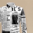 thumbnail image 3 of Camisa de manga larga gris y blanca, corte ajustado, unisex, para uso diario, estampado de periódico, diseño plano, talla XXXXXL, 3 of 5