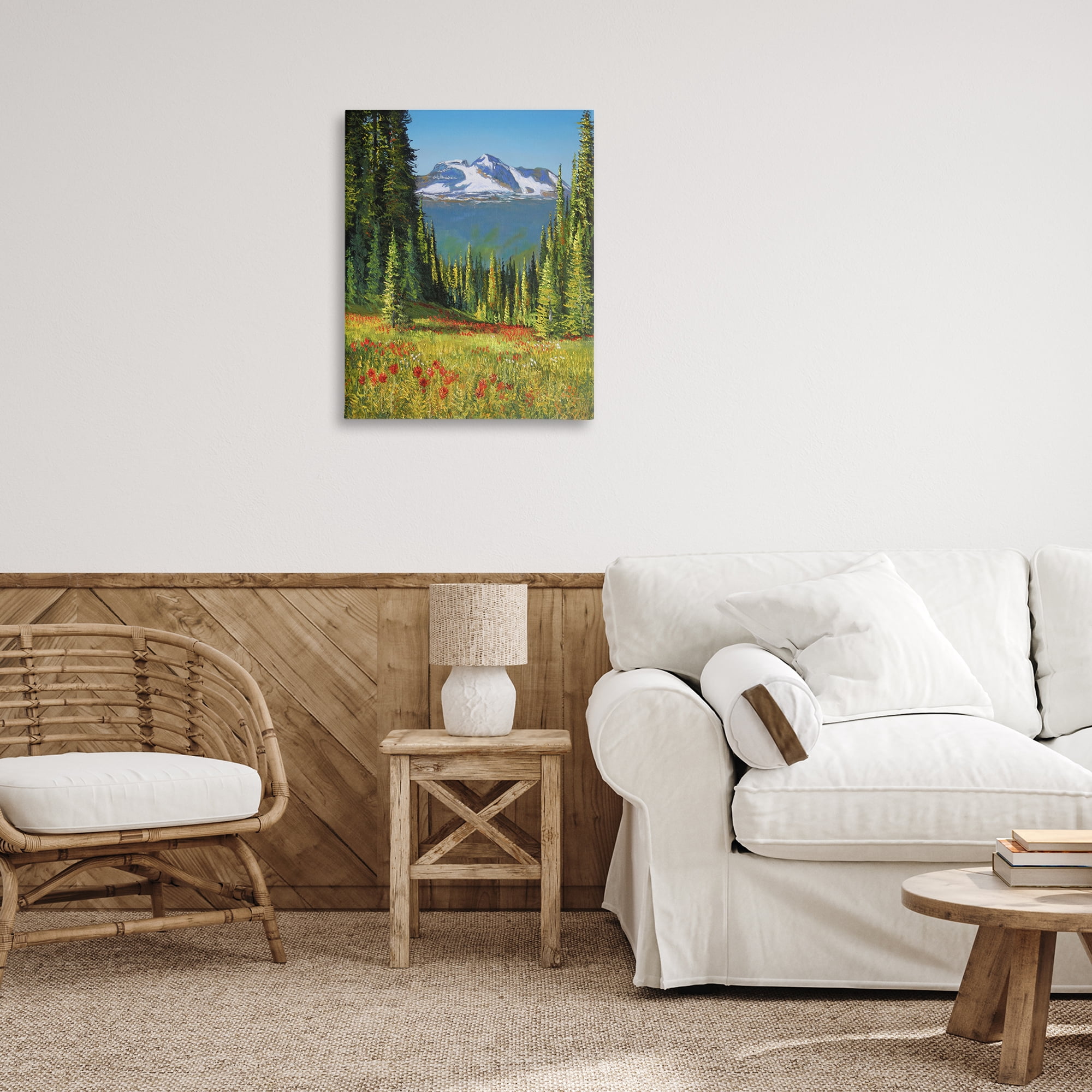 Stupell Industries Alpine Valley Meadow Landscape & Nature Painting Wrapped Canvas Art Print Wall Art, 24 x 30