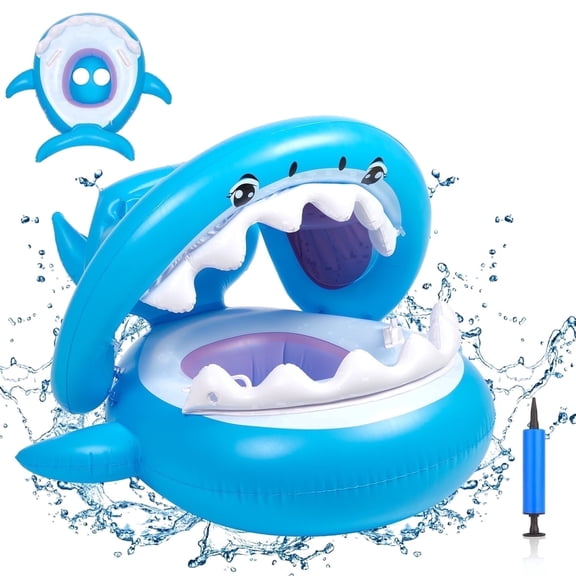 Baby Pool Float, Inflatable Swimming Pool Float with Detachable Canopy, Baby Swimming Pool Float for 6-36 Months Kids Toddlers