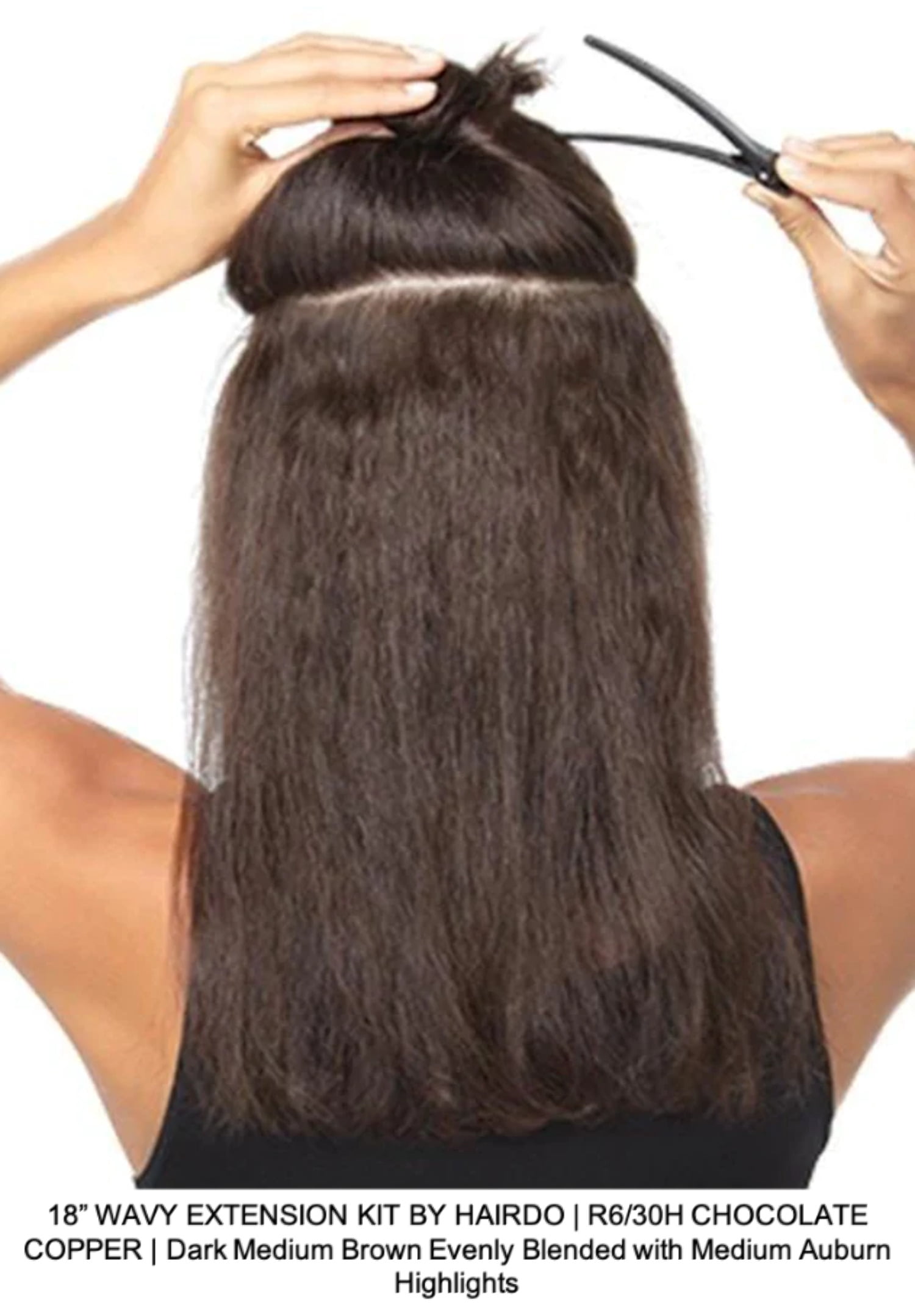18" Wavy HF Clip In Synthetic Hair Extension Kit (8 pc)