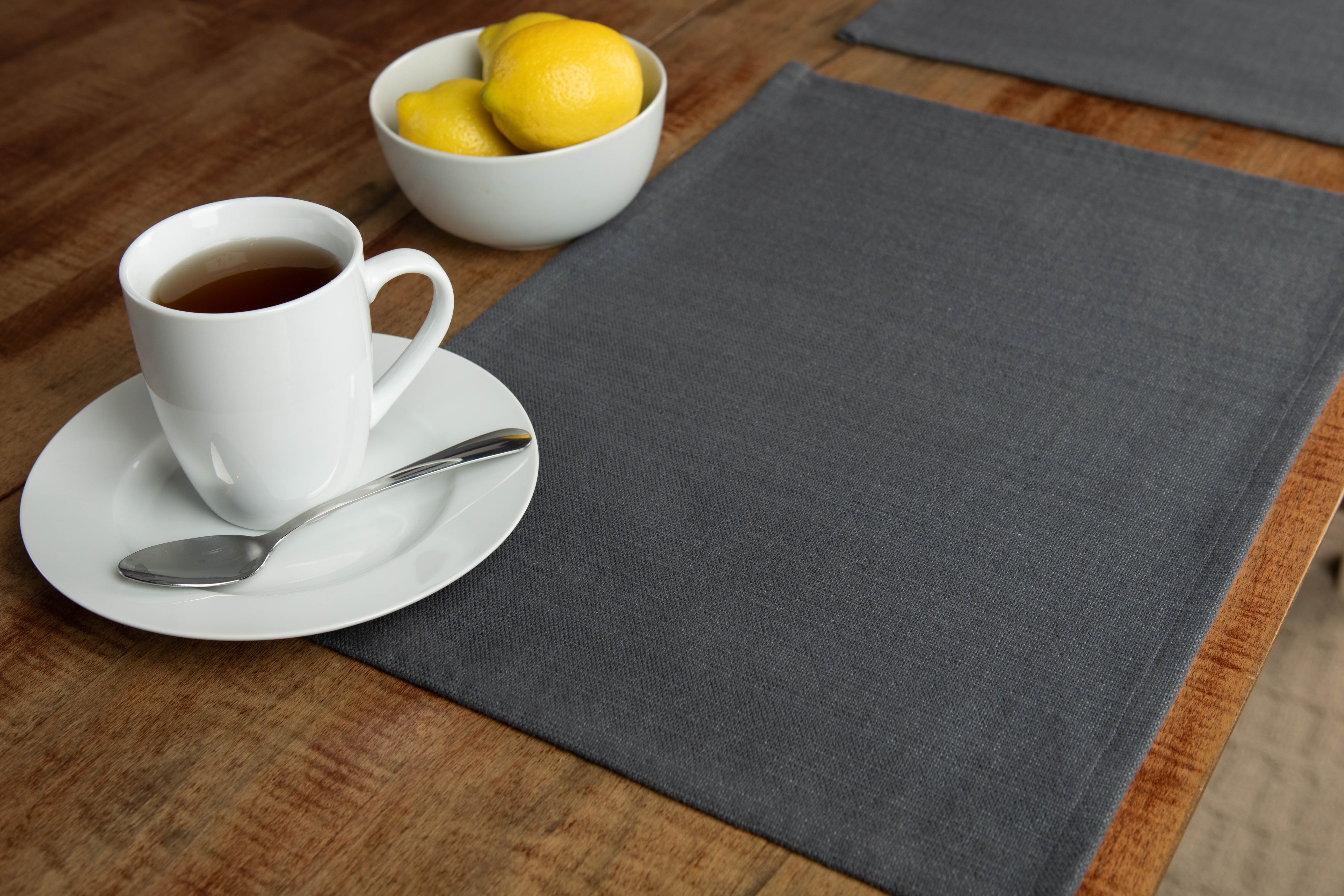 Mainstays Woven Solid Placemats, Polyester Cotton Blend, 13 in x 18 in, 4 Pack, Gray