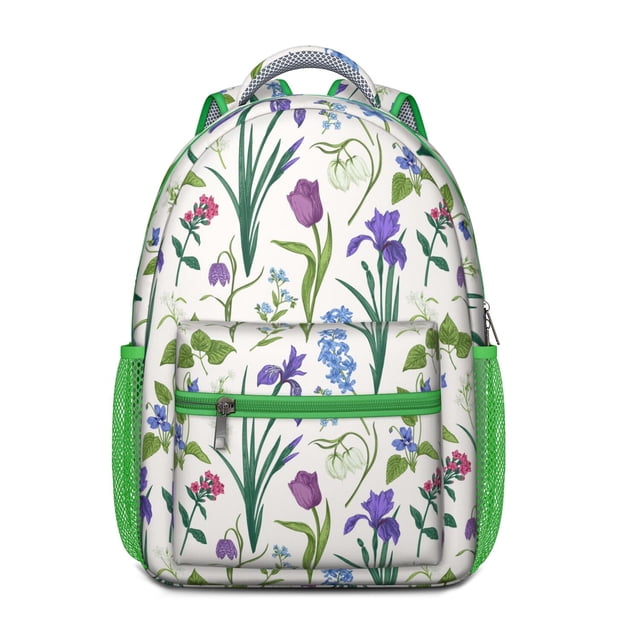 Floral and Leopard Print Student Backpack - Stylish Breathable School Bag