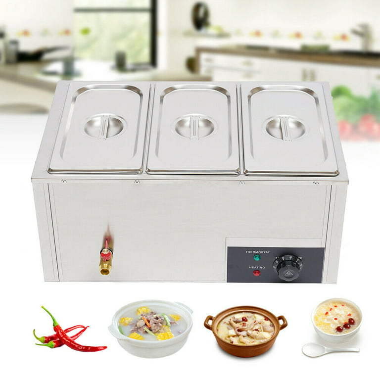 DENEST 4-Pan Commercial Food Warmer Steam Table Buffet Catering Warmer  Countertop