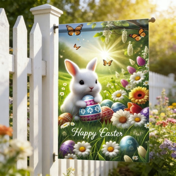 Yusimy Easter Garden Flag Festive Holiday Design for Outdoor Yard Lawn Porch Home Easter Decor