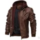 thumbnail image 2 of Chaqueta de cuero con capucha desmontable para hombre, chaqueta Retro clásica para montar en moto de nieve al aire libre, Otoño e Invierno, 2 of 5