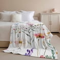 thumbnail image 2 of Throw Blanket for Couch Watercolor Spring Flowers Soft Fleece Flannel Blankets Cozy Lightweight Blanket for Home Sofa Living Room Spring Garden Bed Throws 40" x 60", 2 of 9