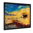 thumbnail image 2 of Abstract Boat At The Ocean Horizon During Sunset 30 in x 30 in Framed Painting Canvas Art Print, by Designart, 2 of 4
