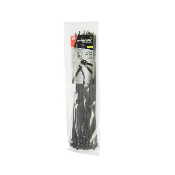 Cable Tie Self Cutting 14" UV Black 50lb (50-Pack)