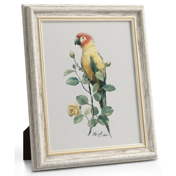 SUMGAR Vintage 8x10 Picture Frame White Distressed Gold Line Beading Photo Frames Antique Wall Hanging Tabletop Display Wedding Farmhouse Home Decor Retro Family Unique Gift