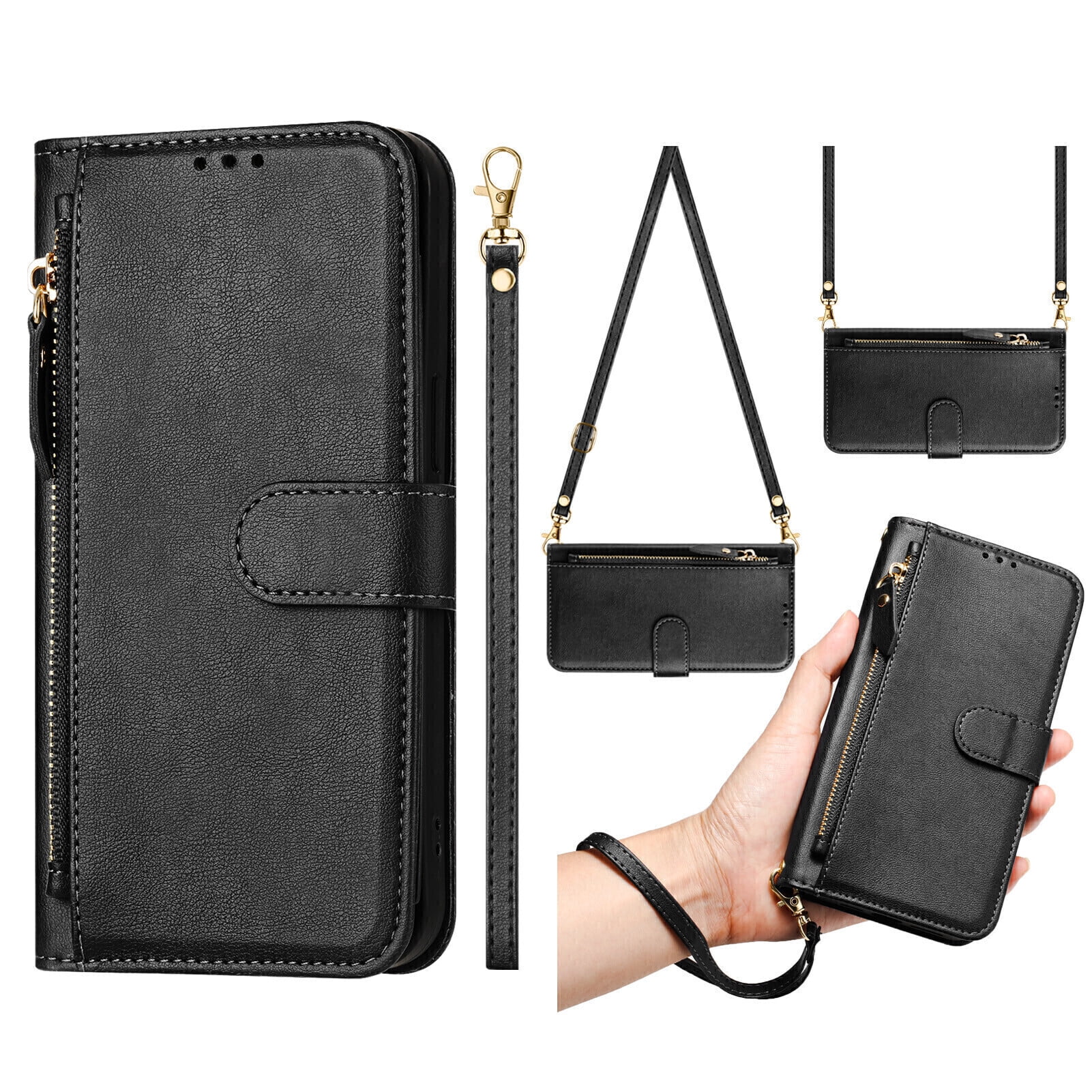 TCL 50 XE NXTPAPER 5G Case ,Zipper Handbag Wallet Leather Cover with Crossbody Detachable Lanyard Strap