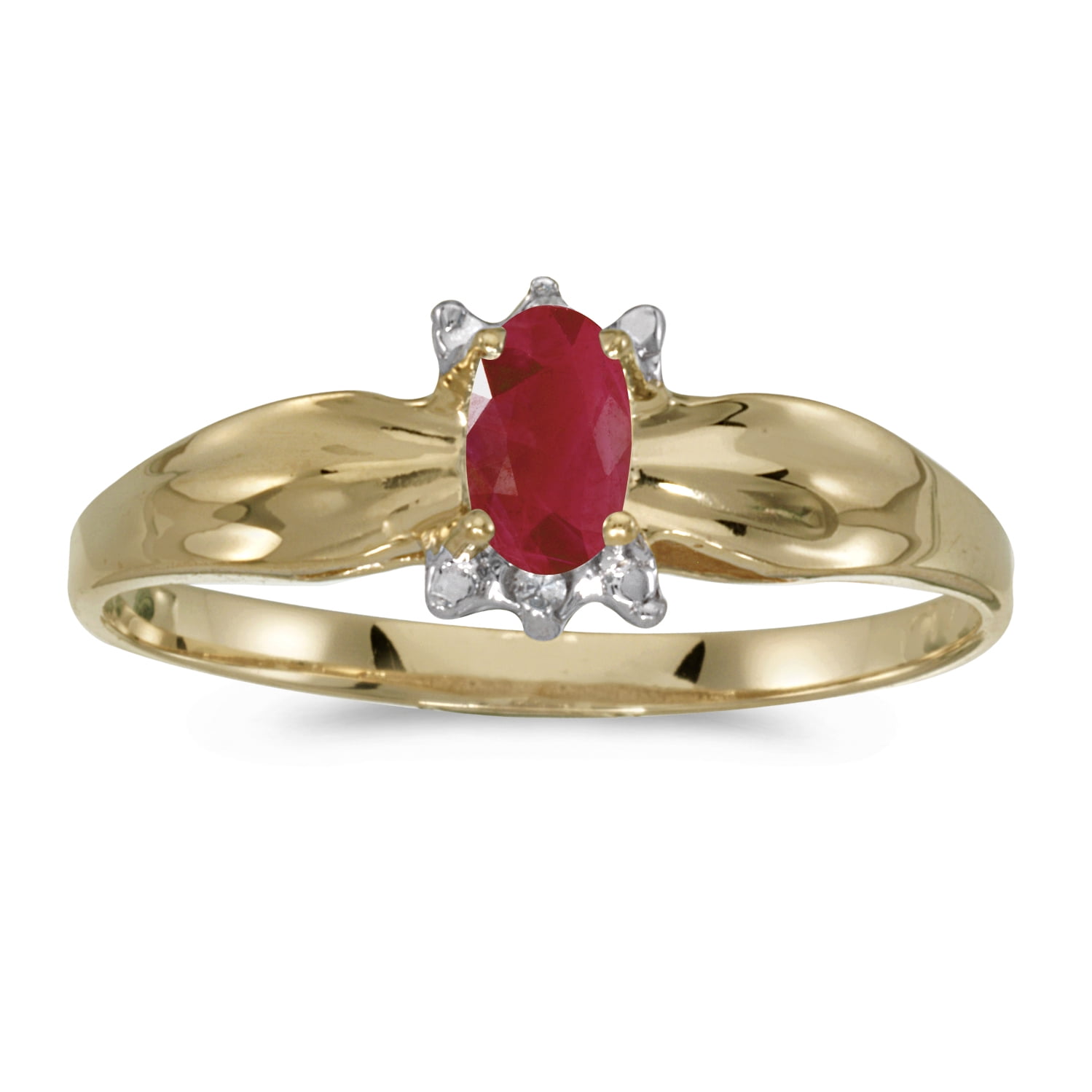 Direct-Jewelry - 10k Yellow Gold Oval Ruby And Diamond Ring - Walmart