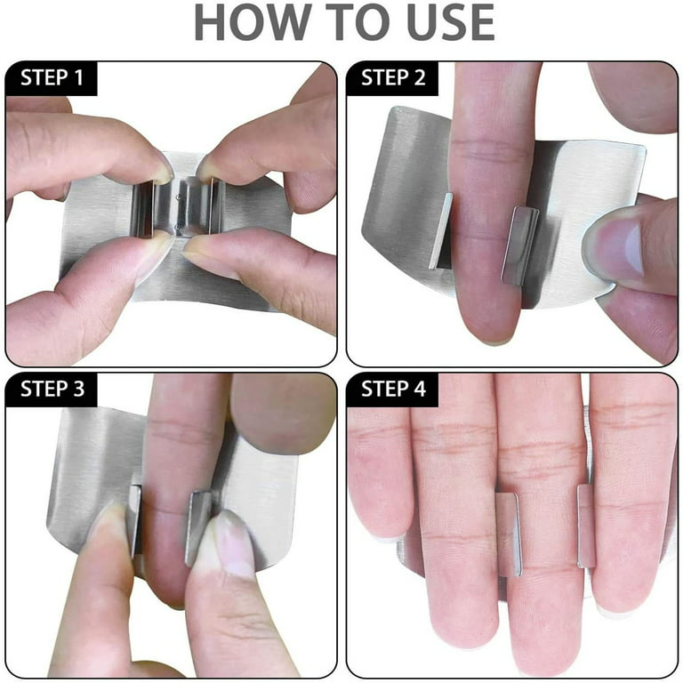 Finger Guard Cutting Protector, Stainless Steel Finger Shield Protector Adjustable Kitchen Safe Slice Tool Peeling Bean Nut Shells, Avoid Hurting