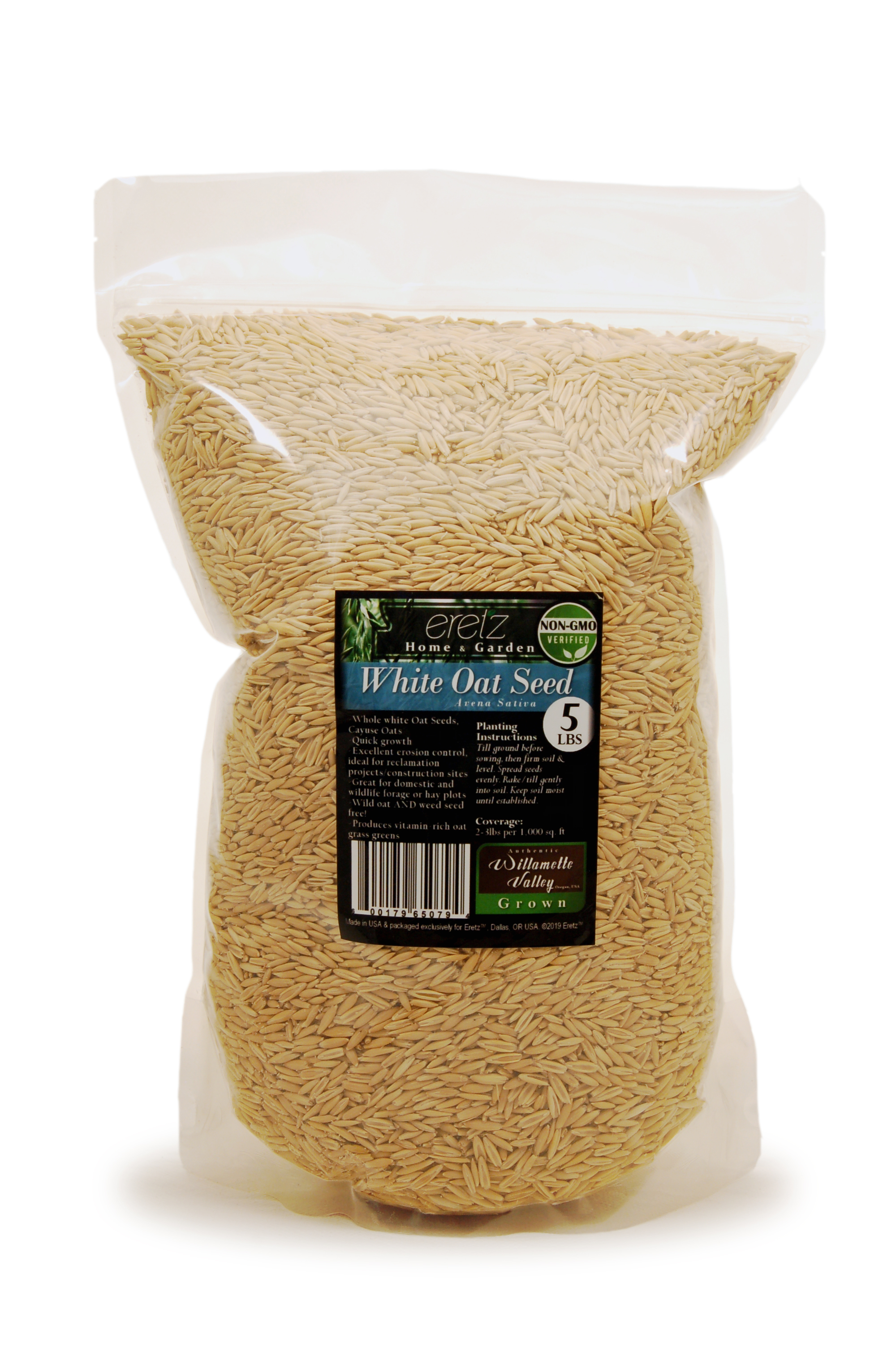 (22039) Eretz Oregon Grown Grass Seed White Oat Seed (5lbs)