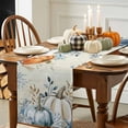 thumbnail image 3 of ERUNPONLY Blue Pumpkins Fall Table Runner - 90 Inch Long Thanksgiving Leaves Farmhouse Cotton and Linen Blended Dress Scarves Farmhouse Table Runner for Kitchen Dining, Coffee Table, 13" x 90", 3 of 8