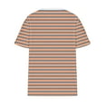 thumbnail image 3 of ALLLIST Notch Neck Summer Tops Orange Striped Short Sleeve Button Oversized T-Shirts Casual Dress Blouses for Women, 3 of 4