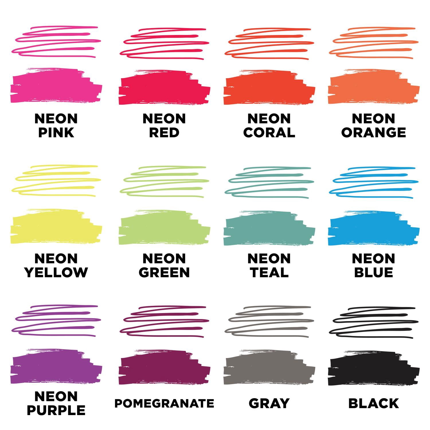 Tulip Fine Tip & Brush Tip Fabric Markers Ultimate Neon 24-Pack - Permanent Fabric Pen Set
