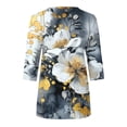 thumbnail image 4 of FRSASU Women's Long Sleeve Blouses Half-Zip V-Neck Floral Printed Pullover Tops Spring Summer Loose Outfits Gray-D, 4 of 5