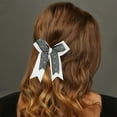 thumbnail image 2 of Unique Bargains 1 Pc Duckbill Clip Halloween Bow Double-layer Ribbon Hair Clip for Women Black White, 2 of 5