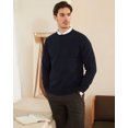 thumbnail image 2 of Kallspin Men's Cotton Crew Neck Sweater Regular Fit Long Sleeve Pullover Casual Cozy Stylish Sweater((Black,3X-Large), 2 of 9