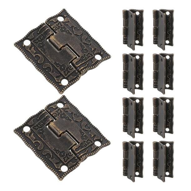 Bisagras decorativas antiguas, bisagra plegable a tope para caja de regalo de madera, 10 Uds.
