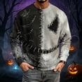 thumbnail image 2 of Fabrcox S-5XL Halloween Mens Shirts Spooky Pumpkin Face Patchwork Mens Crew Necks Sweatshirts Funny Fall Waffle Big and Tall Pullover XXL, 2 of 7