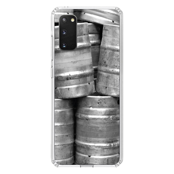 DistinctInk Clear Shockproof Hybrid Case for Galaxy S20 PLUS / 5G (6.7" Screen) - TPU Bumper, Acrylic Back, Tempered Glass Screen Protector - Beer Kegs