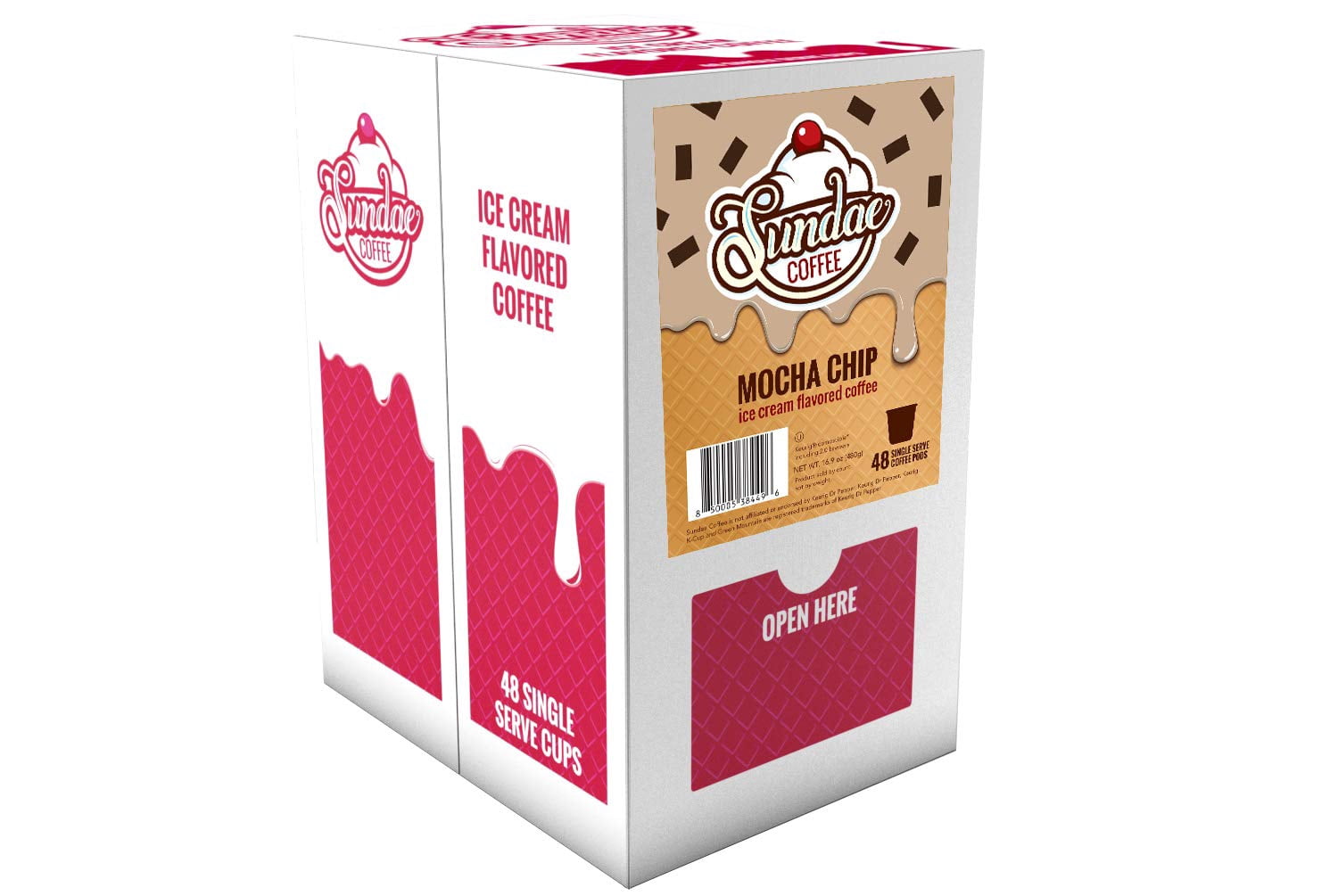 Sundae Ice Cream Flavored Coffee Pods Compatible with Keurig 2.0, Mocha Chip 48 Count