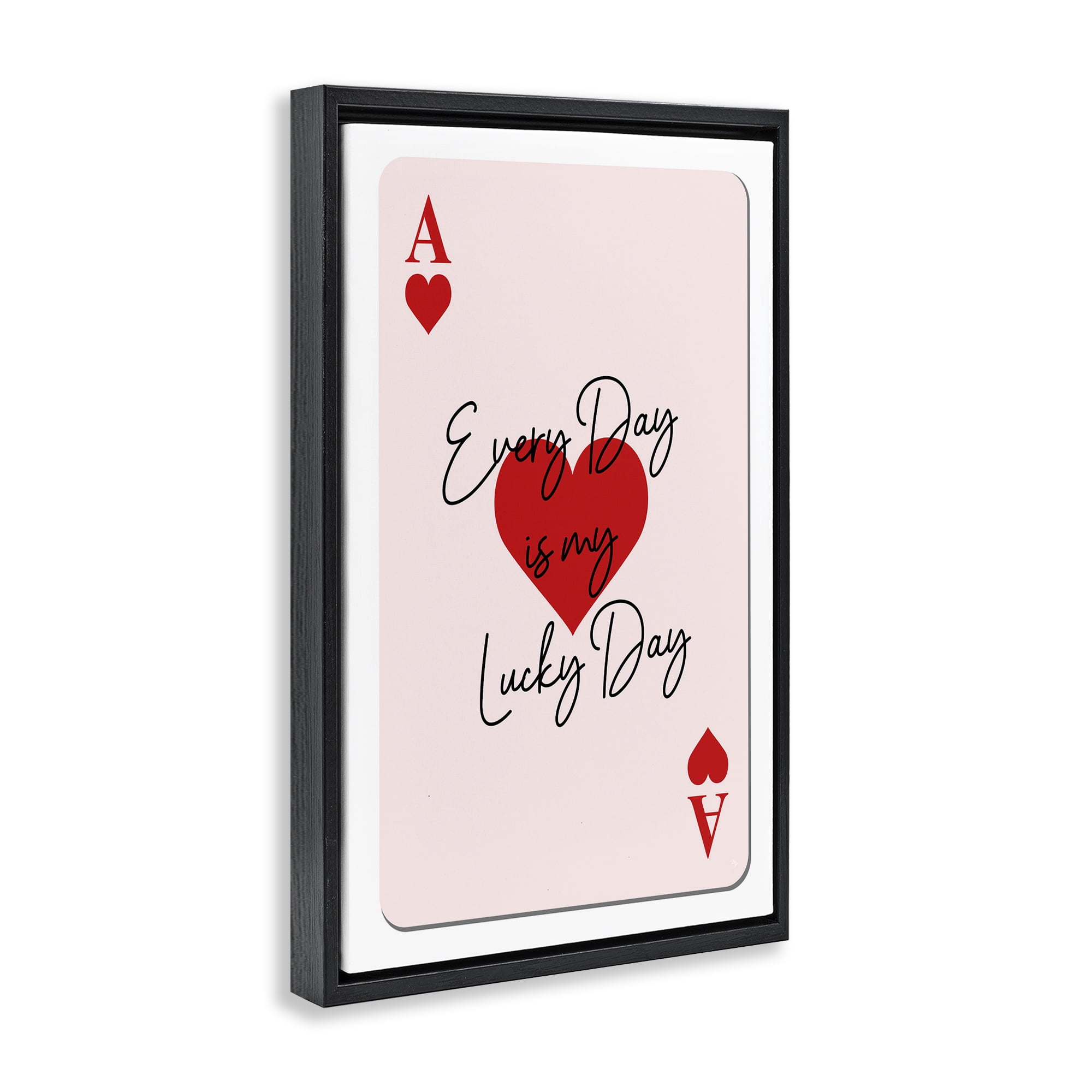 Stupell Industries Lucky Day Card Design Entertainment Painting Black Floater Framed Canvas Art Print Wall Art, 21 x 31