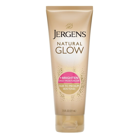Jergens Natural Glow Daily Moisturizer Fair to Medium Skin, Sunless Self Tanning Lotion, 7.5 oz