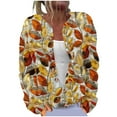 thumbnail image 3 of QATAINLAV Womens Thanksgiving Knit Sweater Novelty 3D Print Button Down Cardigans Long Sleeve Oversized Open Front Outerwear Jacket, Yellow, S, 3 of 5