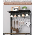 thumbnail image 4 of 4 Tier Coffee Bar Station, Corner Bakers Rack with 5 Hooks & Wire Basket, Coffee Maker Stand for Small Space, Kitchen Storage Shelf for Entryway, Living Room, Café, Black, 16.5"x13"x47.8", 4 of 14