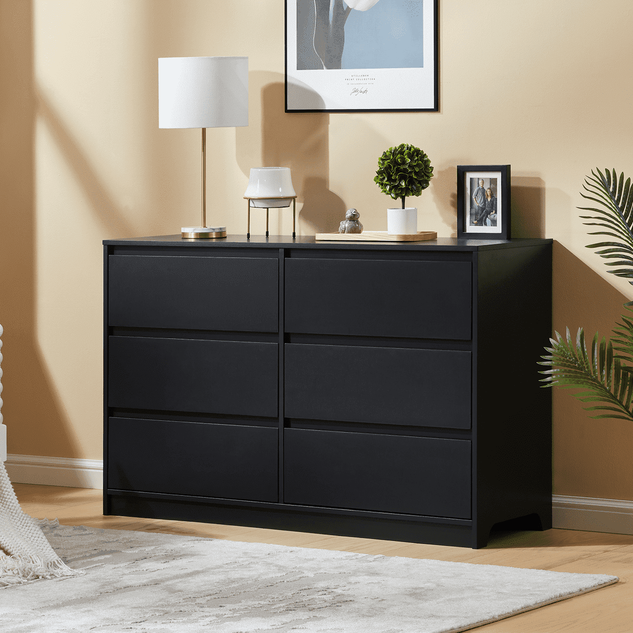 CHITOOMA 6 Drawer Double Dresser, 47.2