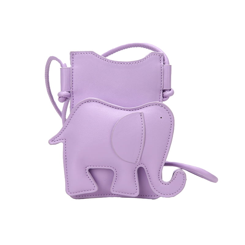 Animal Elephant Shaped Mini Crossbody Bag for Women and Girls, Cute PU Leather Shoulder Purse with Coin Pocket and Stitching Detail, Holds Lipstick and Small Essentials in Pink for Casual Travel