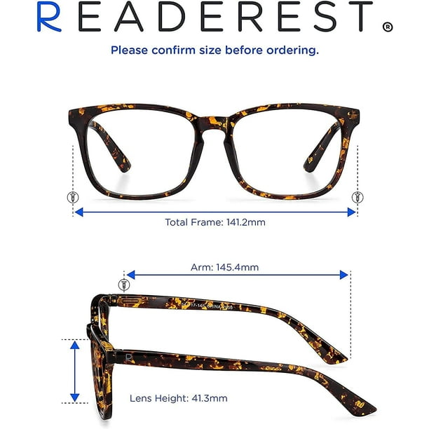 Readerest Blue Light Blocking Reading Glasses Tortoise 250 Magnification Arcylic